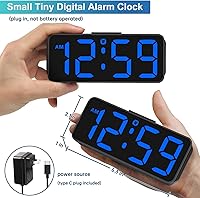 Vista 2 de Peakeep Small Digital Alarm Clock Plug in for Bedrooms Bedside, Tiny Electric Clock Large Big Numbers Display with Battery Backup for Desk Table, 6