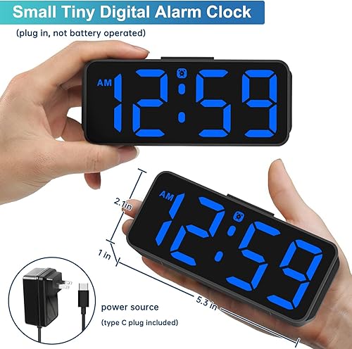 Miniatura 2 de Peakeep Small Digital Alarm Clock Plug in for Bedrooms Bedside, Tiny Electric Clock Large Big Numbers Display with Battery Backup for Desk Table, 6