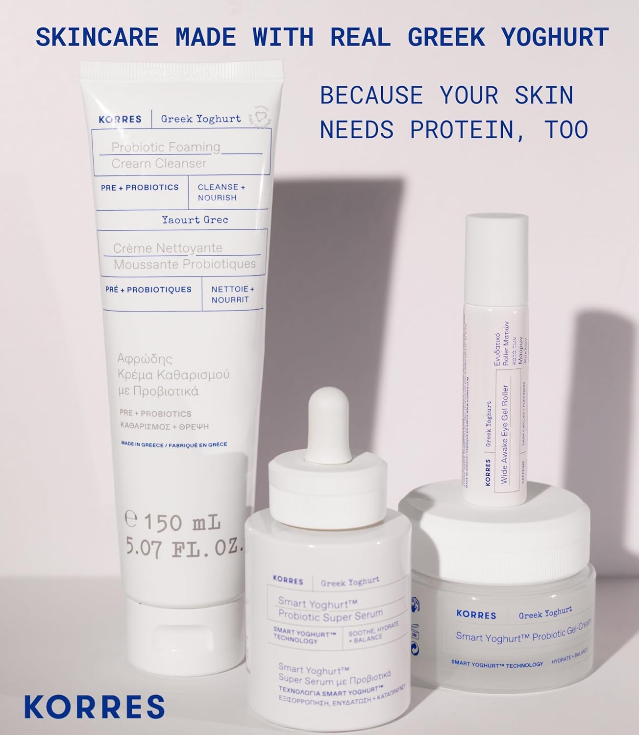 KORRES Greek Yoghurt Foaming Cream Cleanser, Hydrating, Deep Cleansing Skin Care, Makeup Remover, Face Wash for Women, Cream to Foam Facial Cleanser for Dry, Oily, Sensitive, Any Skin Type, 2.5 fl oz - Image 8