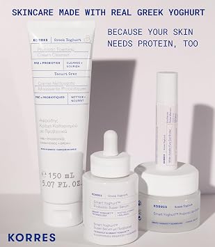 KORRES Greek Yoghurt Wide Awake Eye Gel Serum with Hyaluronic Acid & Caffeine for Dark Circles & Puffy Eyes, Roller Ball, Brightening & Hydrating, 0.51 fl oz