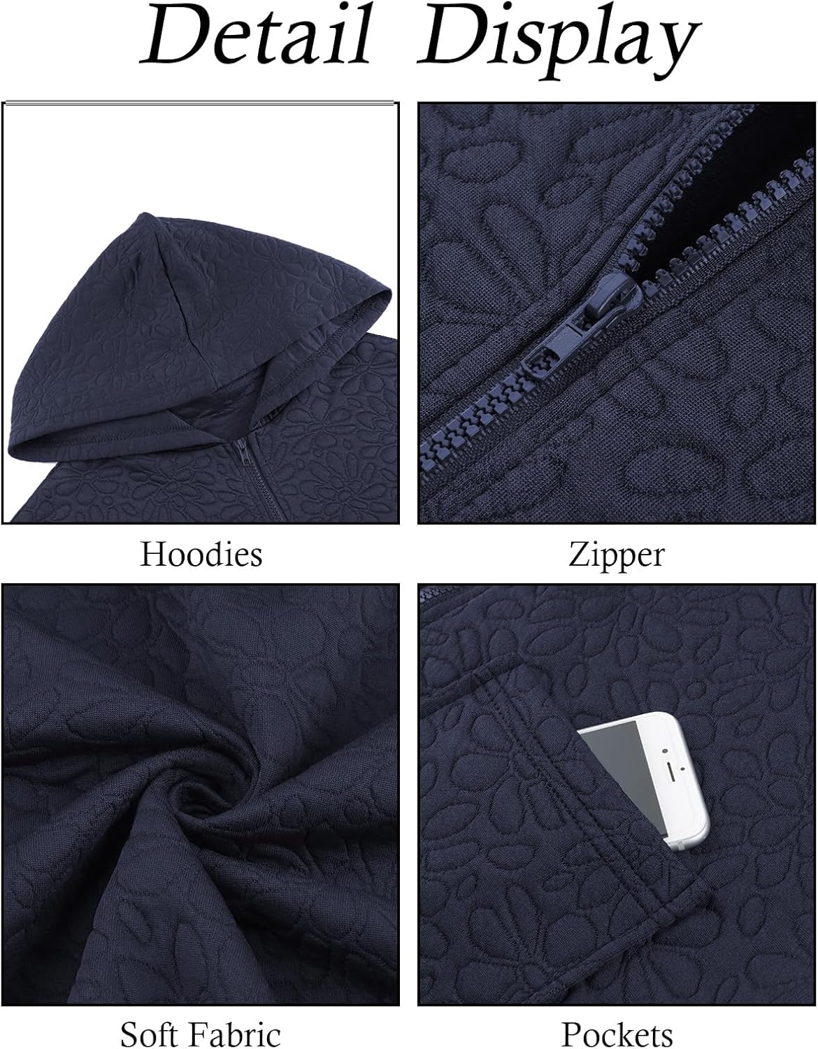 Misyula Style Womens Zip Up Hoodies with Pockets Fall Fashion Long Sleeve Oversized Casual Jacquard Hooded Sweatshirt Jackets - Image 6