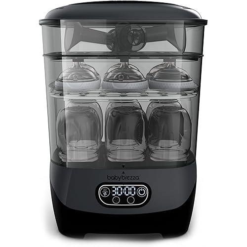 Baby Brezza Bottle Sterilizer and Dryer Advanced – 33% Faster - Largest Capacity Steam Sanitizer - Universal Sterilization Machine for All Bottles + Pump Parts - HEPA Air Filter, Charcoal