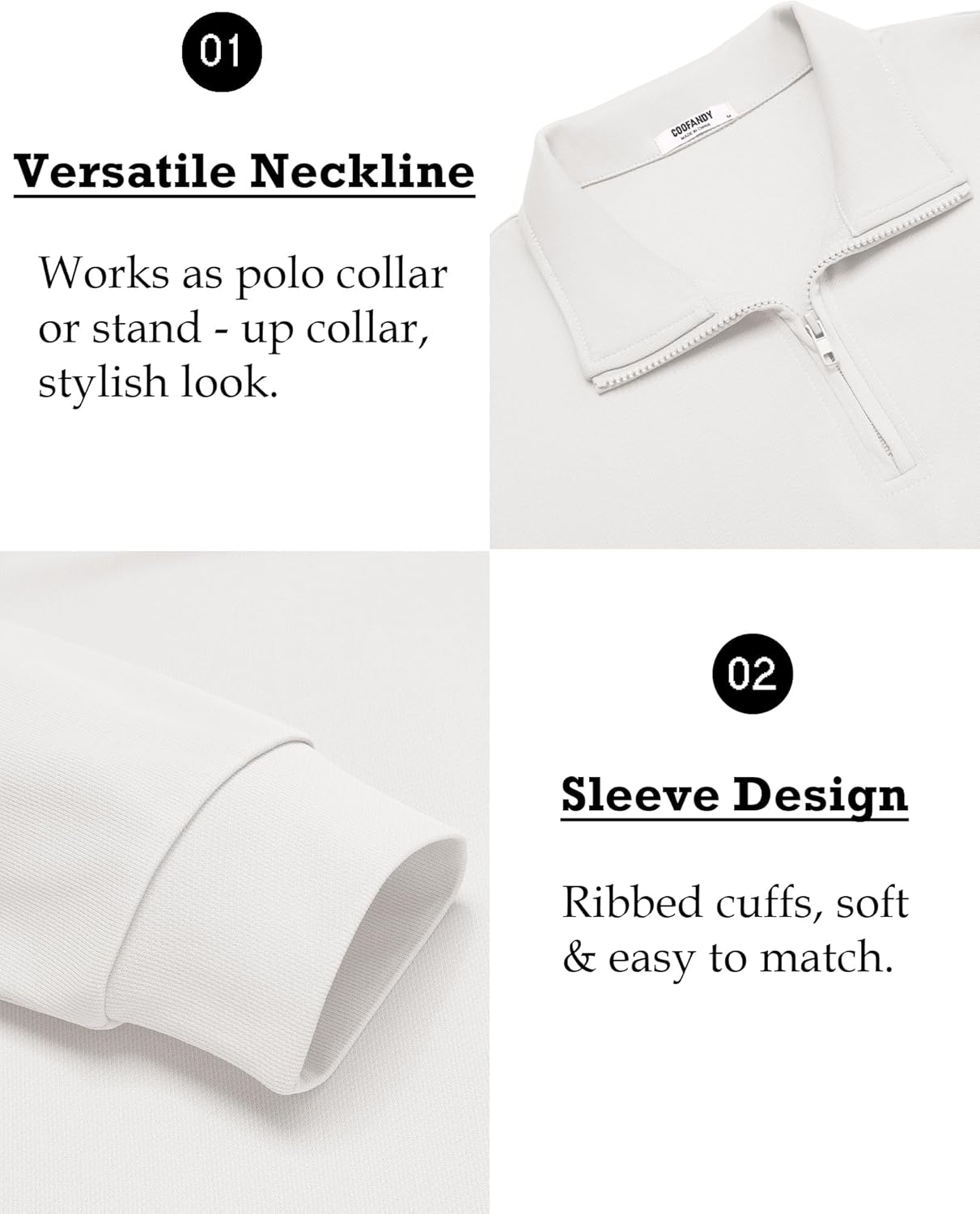 COOFANDY Men's Quarter Zip Mock Neck Pullover Sweater - Image 5