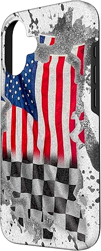 Vista 77 de iPhone 12 mini Car Racing bandera estadounidense pit crew Case