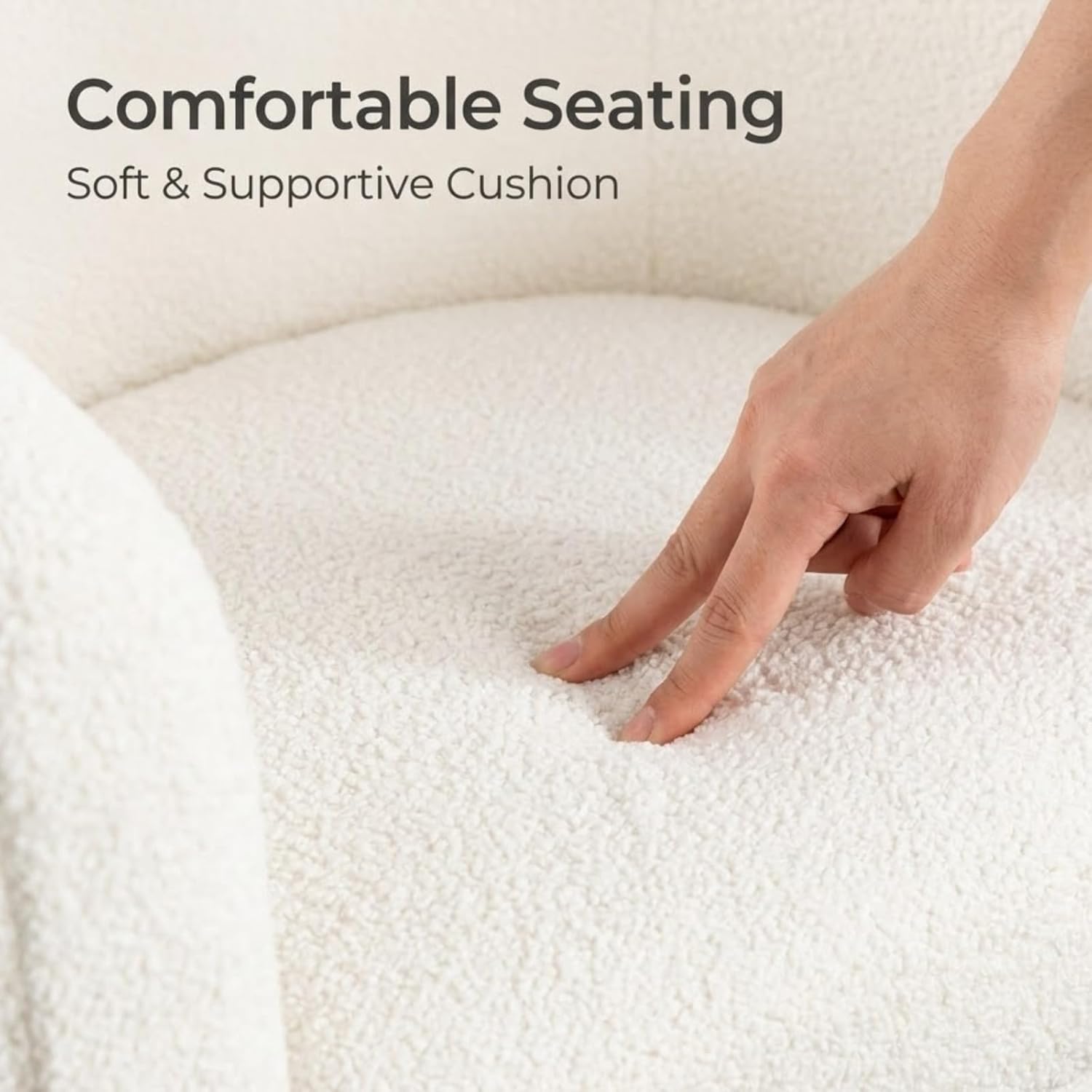 DAZONE White Swivel Accent Chair with Ottoman, Modern Barrel Living Room Chair with 360° Swivel Base, Upholstered Armchair for Bedroom, Reading, Small Spaces