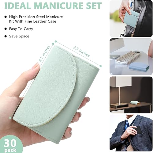 Miniatura 2 de Leriton Juego de 30 cortaúñas para manicura, mini cortaúñas a granel 7 en 1 de acero inoxidable profesional para el cuidado de las uñas, kit de