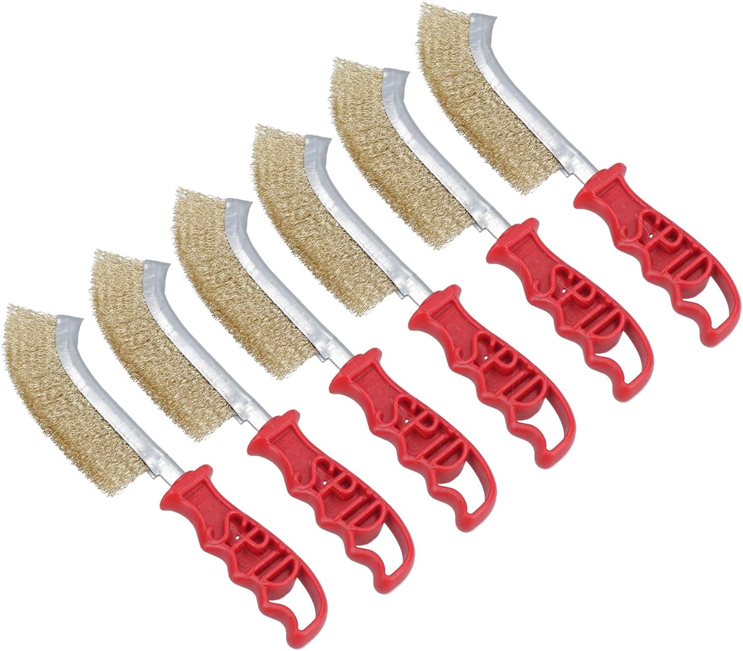 Italian Brass Coated Wire Spid Brush Rust Removal Cleaning Hand Brush 6 Pack