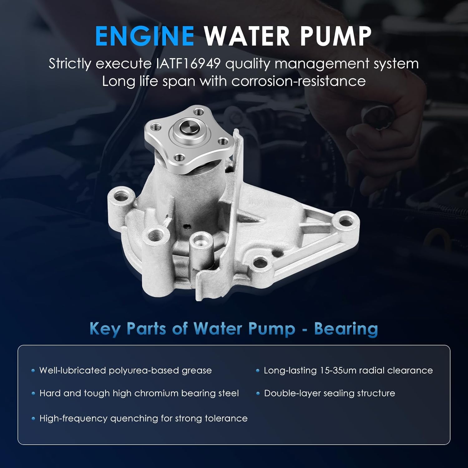 ECCPP Timing Belt Kit with Water Pump Compatible For 2001 2002 2003 2004 2005 2006 2007 2008 2009 2010 2011 For Hyundai Accent l4 1.6L TS26282 WP122 2510026902