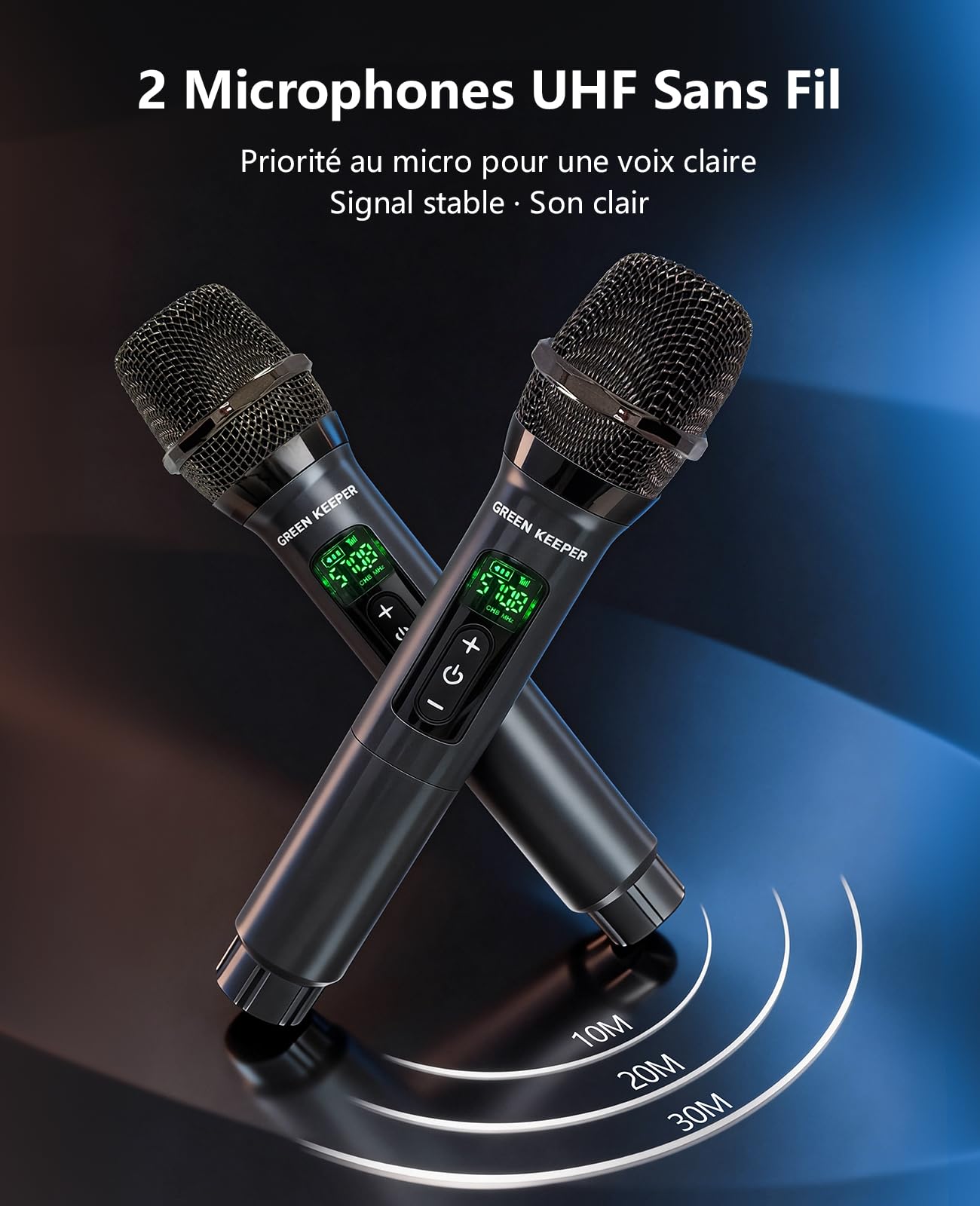 GKD61 Machine de Karaoké pour Adultes avec 2 Microphones UHF Sans Fil, 400W Puissance Crête, Enceinte Bluetooth Portable avec Deux Subwoofers de 6,5", Réglage Basses/Aigus, pour Intérieur et Extérieur