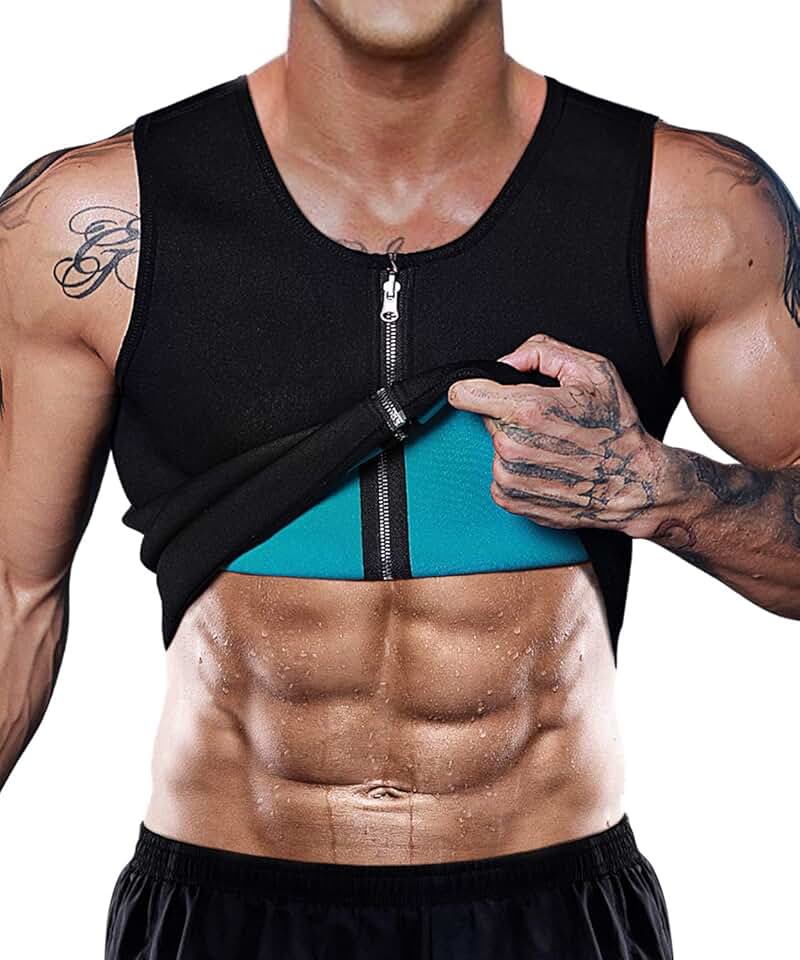 Camiseta regata masculina para treino de neoprene com modelador de perda de peso e corpete de neoprene quente, Preto, 5X-Large