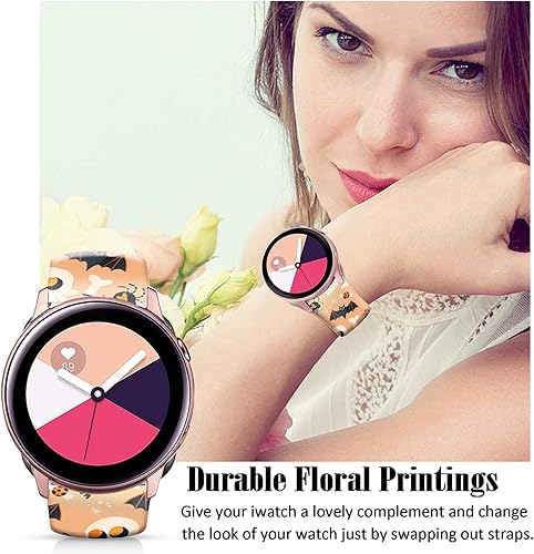 Miniatura 5 de 20mm Holidays Floral Silicone Bands Compatible for Samsung Galaxy Watch 4 40mm 44mmClassic 42mm 46mmWatch 3 41mm, Active 2 Watch BandsGear s2 for