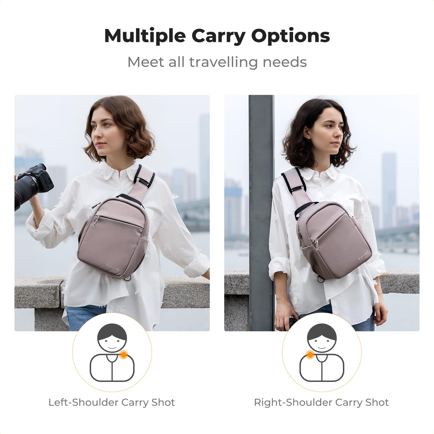 K&F CONCEPT Sac à bandoulière pour Appareil Photo, Sac à Dos Reflex Compact pour Appareil Photo imperméable à l'eau avec bandoulière Large et Ajustable
