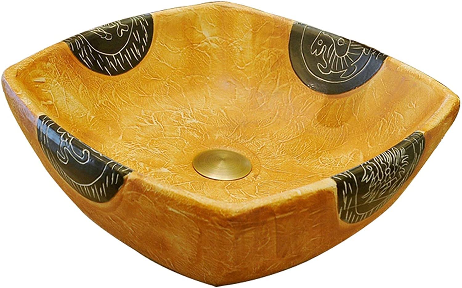 Lavabo de salle de bain céramique compact vasque carrée anti-éclaboussures 41cm