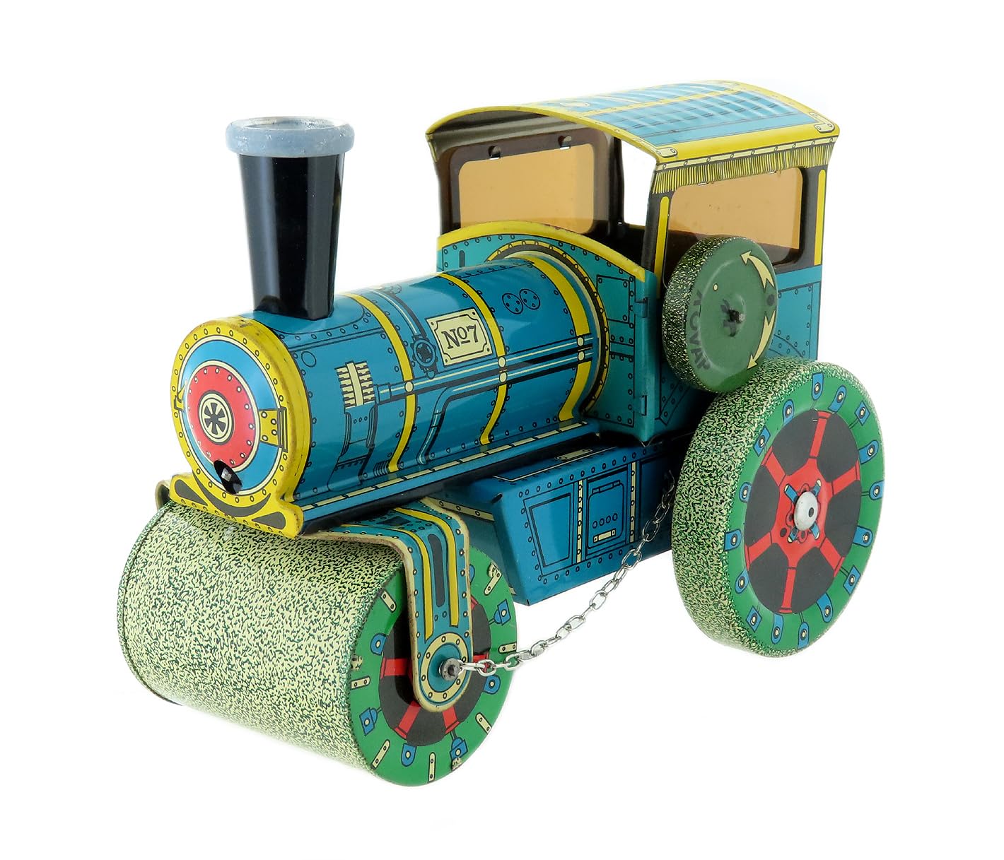 Giocattolo Meccanico di Metallo - Rullo compressore Meccanico di Latta cromolitografata - Oggetto da Collezione Vintage per Soli Adulti