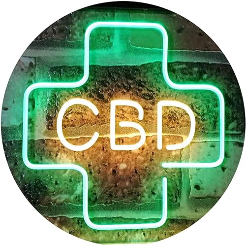 Miniatura 1 de ADVPRO CBD Sold Here Medical Cross Interior Dual Color LED Neon Sign Verde y Amarillo 16 x 12 pulgadas st6s43-i3083-gy