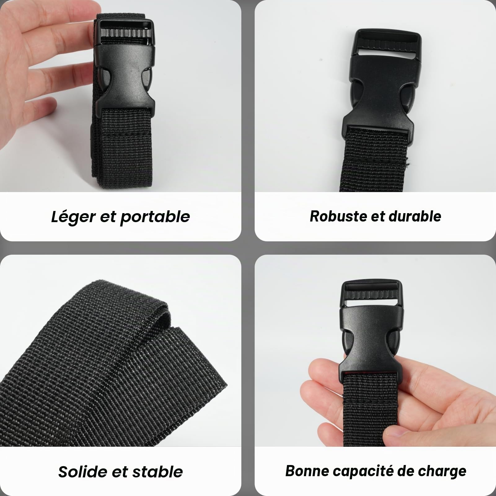 Lot De 4 Sangle Poitrine A Dos Réglable, Sangle pour Sac Boucle Rapide, Poitrine Nylon Robuste, Confort et Antidérapant, Réduit la Pression, pour Randonnée Camping Voyage Course (2,5cm x 100cm, Noir)