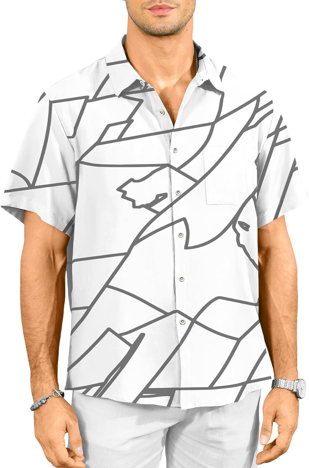 KYKU Hawaiian Shirts for Men Short Sleeve Casual Button Down Tropical Summer Beach Shirt with Pocket