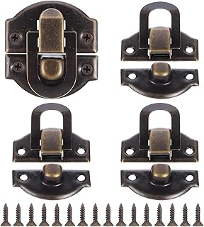 Antique Toggle Hasp Latch, 4 Pcs Bronze Small Iron Duck Billed Latch Retro Style Box Toggle Latches Catch Decorative Hasp Latches Hardware for Wooden Box Cabinet Chest Jewelry Boxes Suitcase Trunk