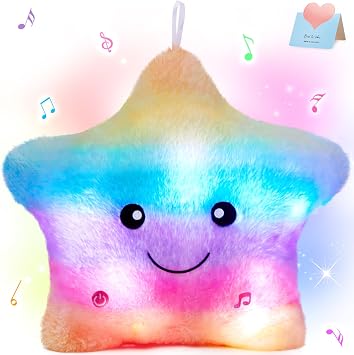 BSTAOFY 13 Rainbow Creative LED Musical Glow Twinkle Star Lullaby Light up Stuffed Animal Toys Soothe Kids Emotions Birthday Christmas for Toddlers Kids