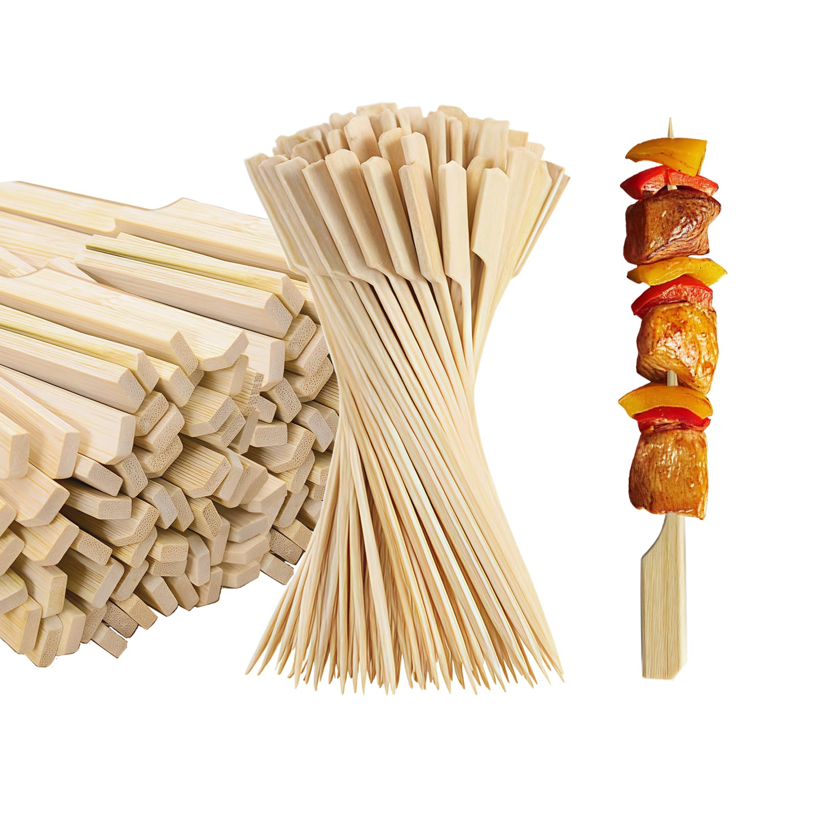 Bamboo Skewers for Appetizers, 500Pcs 5.9 Inch Bamboos Skewer, Bamboo Paddle Picks Skewers for Cocktail, BBQ, Fruit Kababs,Snacks