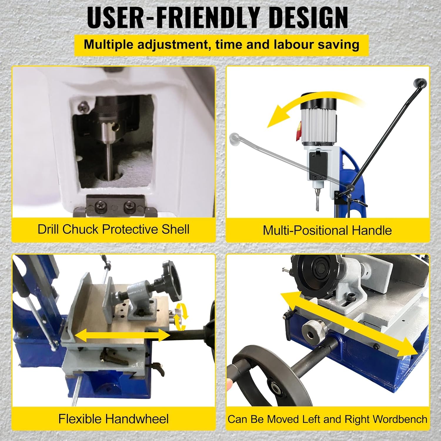Happybuy Woodworking Mortise Machine, 1/2 HP 1700RPM Powermatic Mortiser, With Movable Work Bench Benchtop Mortising Machine