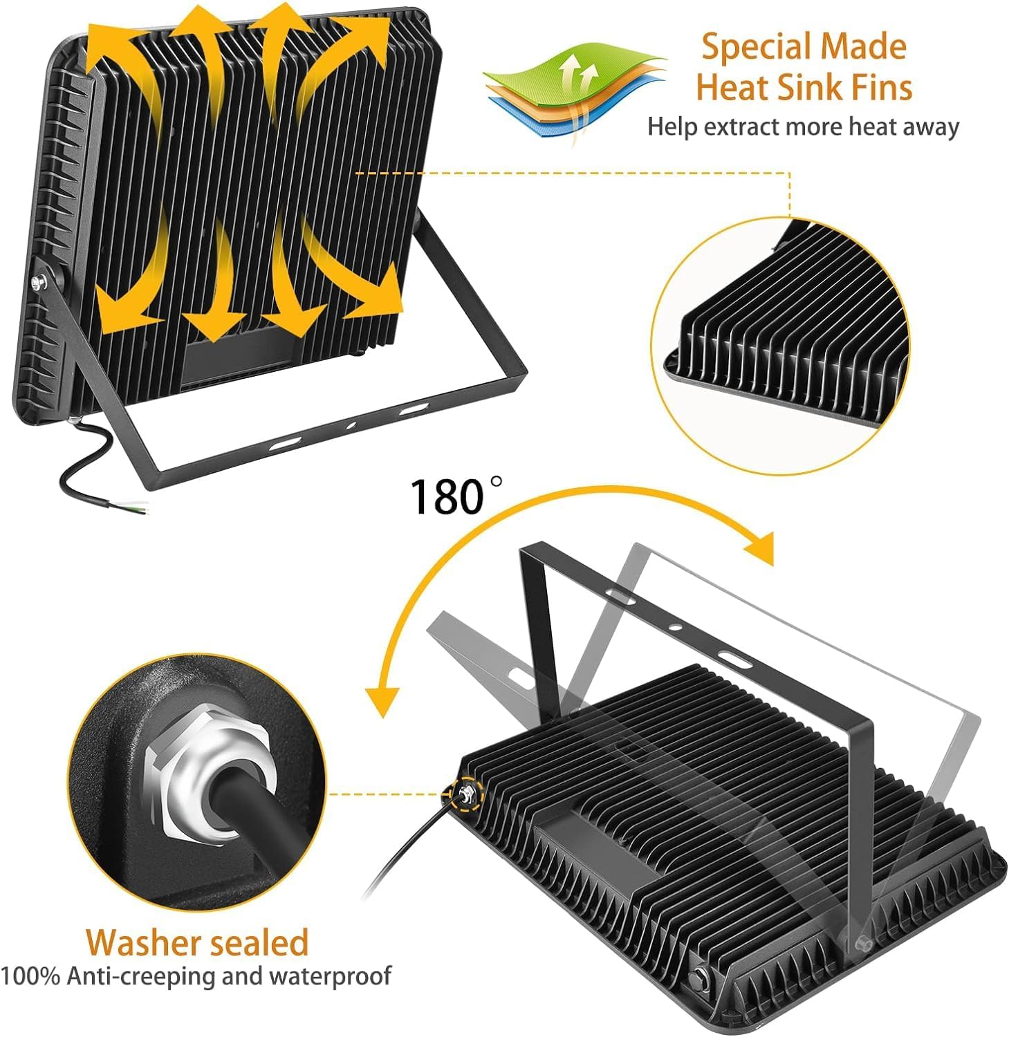  2 Pack 240W LED Flood Lights,100-277V IP65 Waterproof 5000K Daylight 1700 watt Equivalent 36500LM Super Bright Outdoor LED Arena Lights Commercial Lighting for Stadium,Backyard, Parking lot etc thumbnail