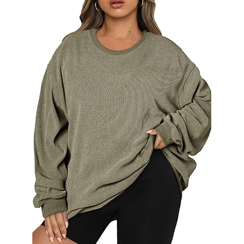 Eytino Women Plus Size Sweatshirts Long Sleeve Crew Neck Casual Oversized Soft Pullover Tops Shirts(1X-5X)
