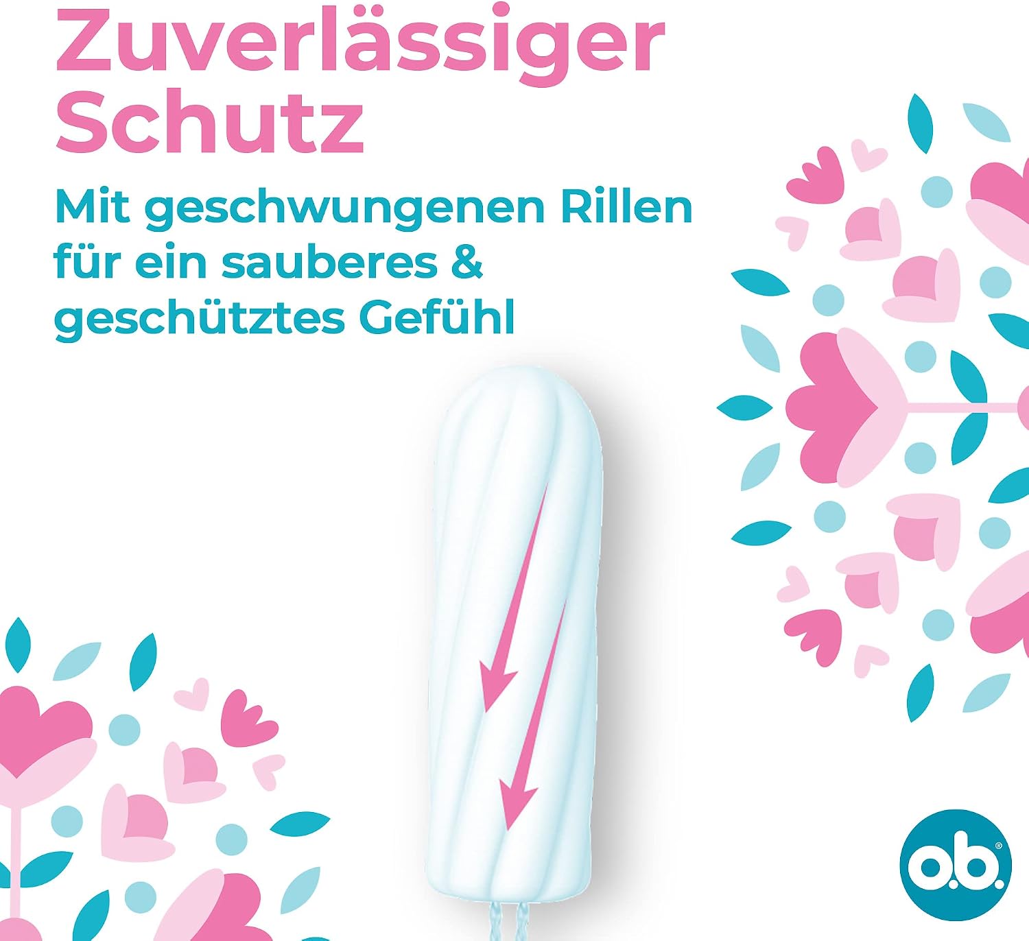 o.b. Tampons originaux Super pour les jours forts avec technologie StayDry et rainures incurvées pour une protection fiable et une sensation de propreté (1 x 56 pièces)