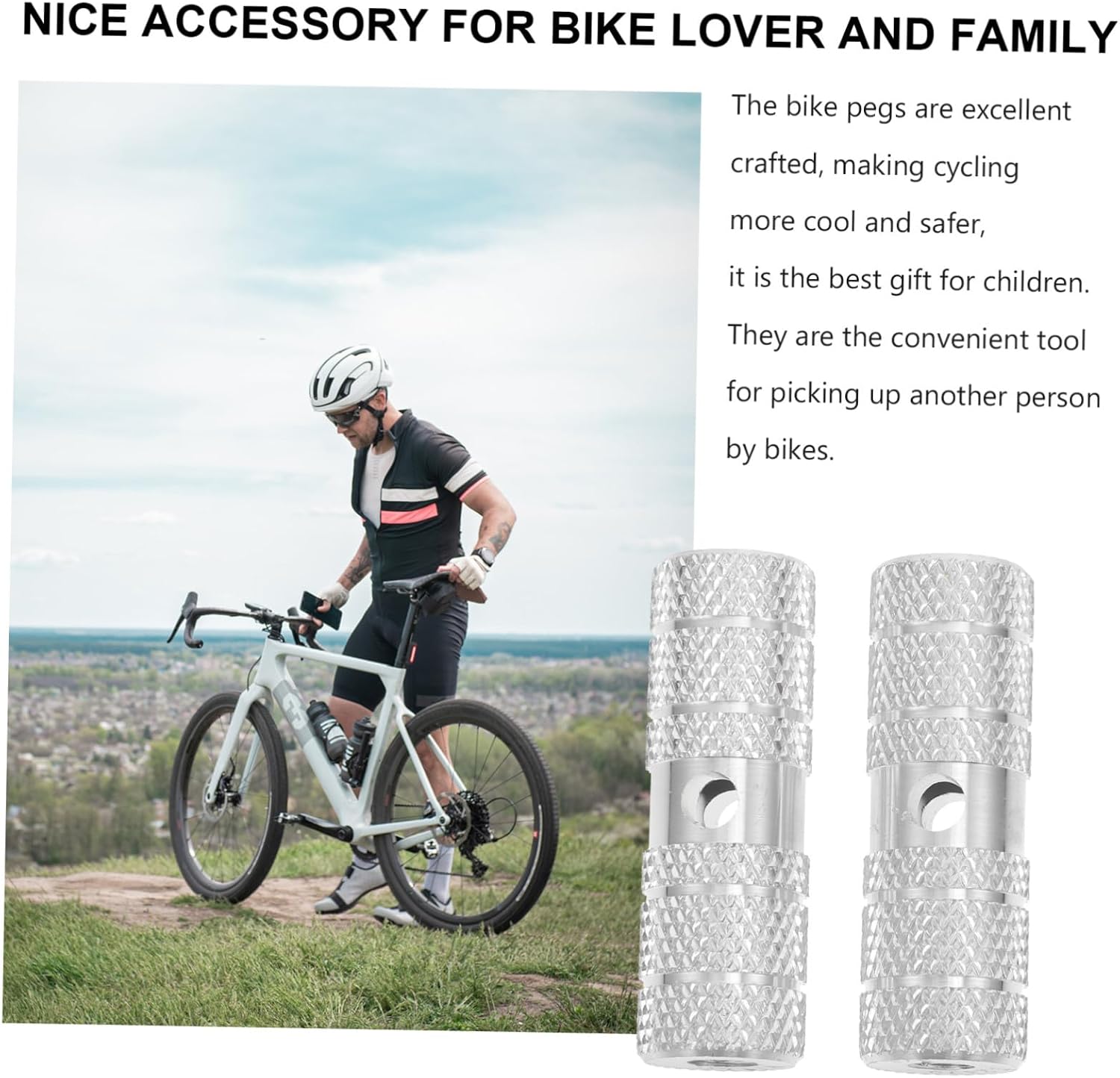 INOOMP 2pcs Bicycle Rear Pedal Bike Foot Rest Pegs Bike Stunt Pegs Bike Backseat Pegs Mountain Bike Tripod Aluminum Alloy Silver Bike Rear Stunt Pegs Aluminum Alloy Cycling Pegs