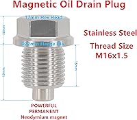 Vista 2 de 1PC M16x1.5 Tornillo de drenaje de aceite magnético de acero inoxidable para Subaru Ascent BRZ WRX Forester Impreza Legacy Outback Crosstrek Mini
