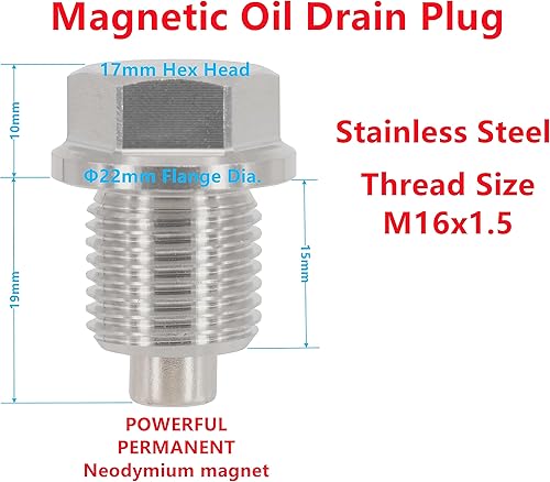 Miniatura 2 de 1PC M16x1.5 Tornillo de drenaje de aceite magnético de acero inoxidable para Subaru Ascent BRZ WRX Forester Impreza Legacy Outback Crosstrek Mini