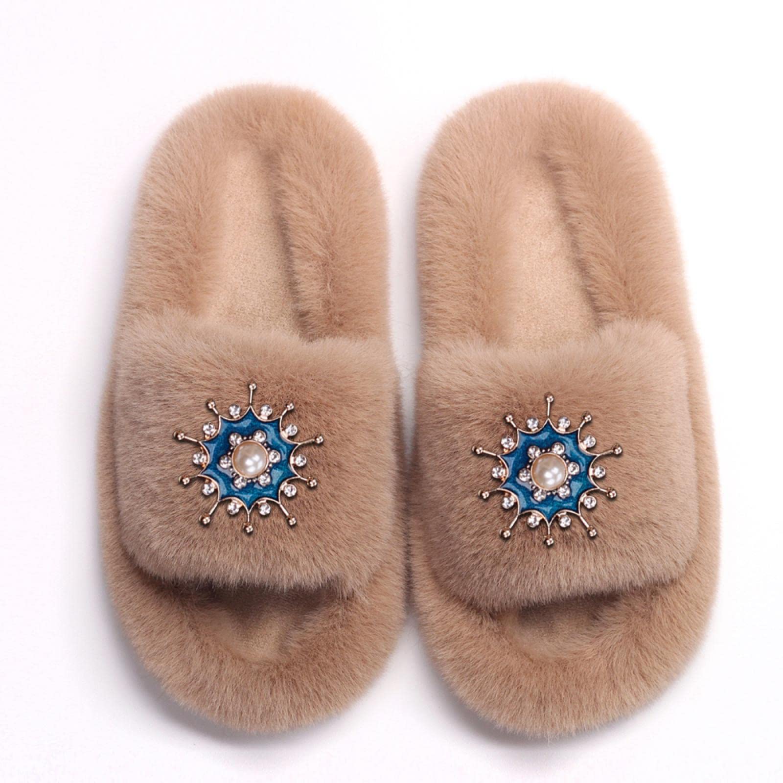 Pantuflas De Piel De Mapache Para Mujer ShuxiuWang | En Línea