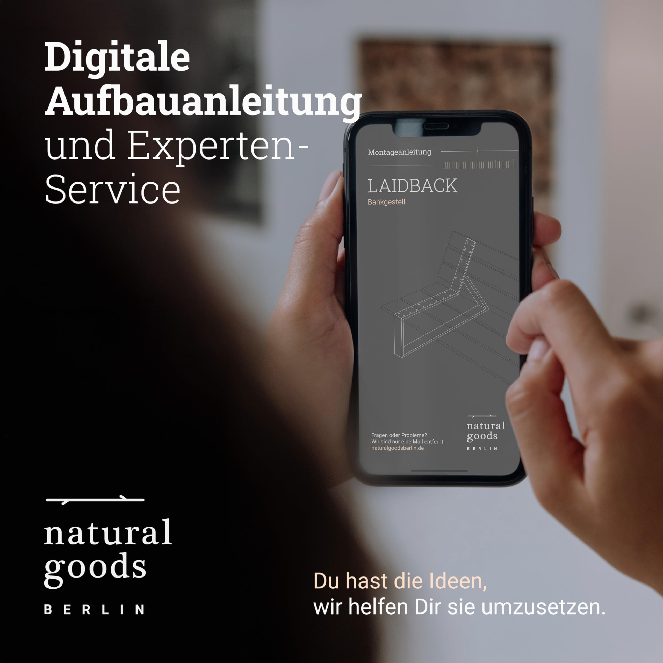 Natural Goods Berlin 2X Bankgestell Laidback - Bankbeine Metall Schwarz - Bankgestell Mit Lehne - Bankfüße Für DIY Outdoor Sofa Wetterfest - Bankkufen Für Garten Relaxsessel, Loungesessel Outdoor