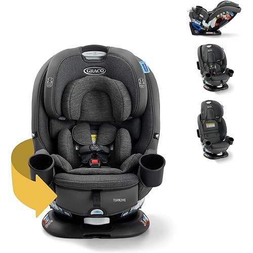 Graco Turn2Me 3-in-1 Rotating Convertible Car Seat, Manchester, Rear-Facing Rotation, Forward-Facing Mode, Highback Booster Up to 100 lbs, Adjustable Headrest & Harness, Steel Reinforced Frame