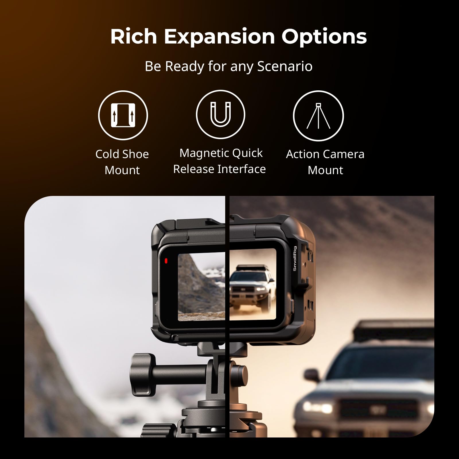 SmallRig Telaio per Insta360 Ace Pro 2/Ace Pro, supporta riprese orizzontali e verticali, artiglio di montaggio e slitta fredda per microfono con luce video