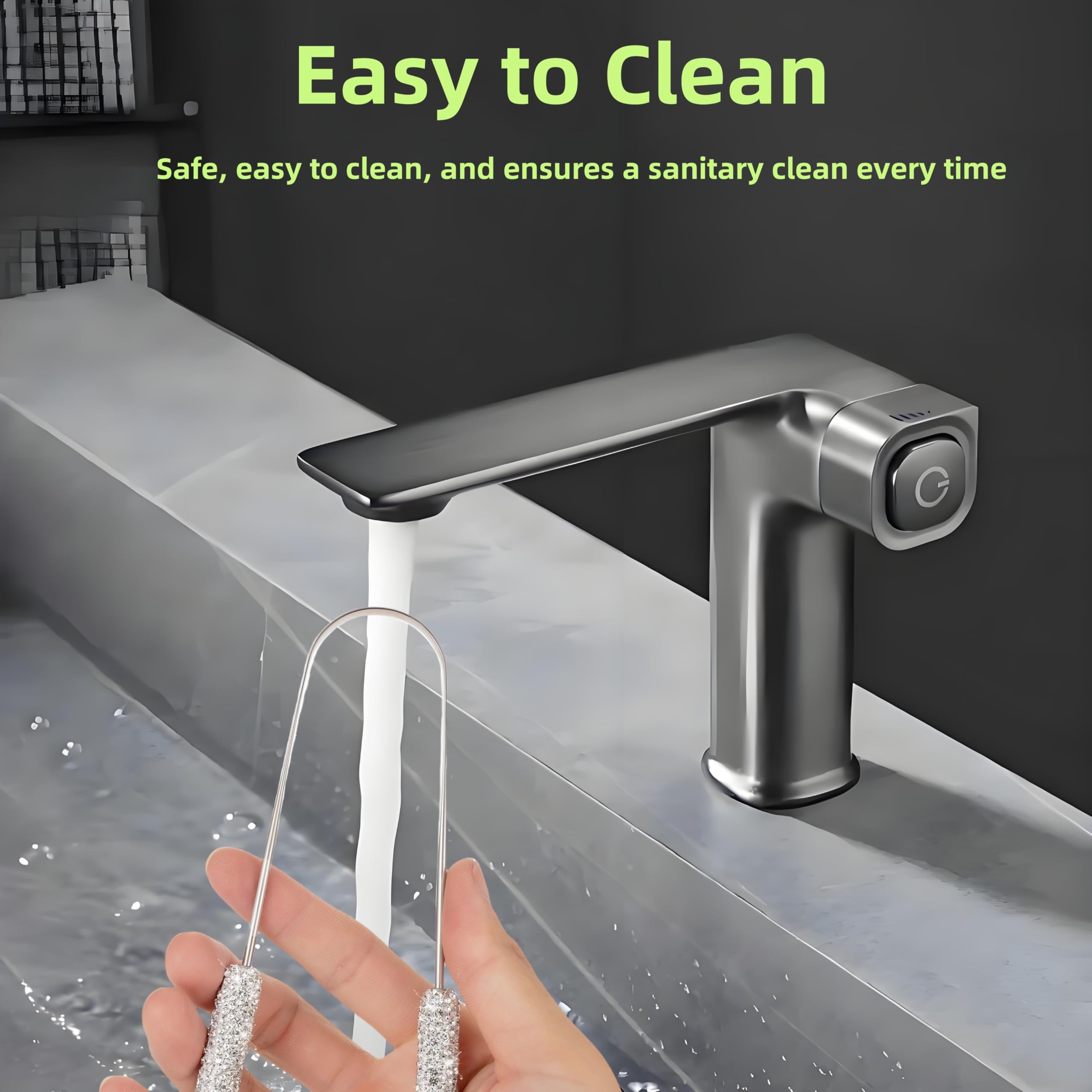 Rascador de lengua brillante de metal para adultos y niños, limpiador de lengua de acero inoxidable con diamante para cuidado e higiene bucal (blanco)