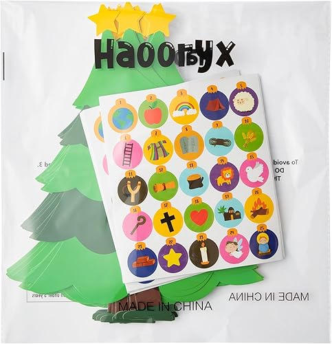 Miniatura 8 de Haooryx Manualidades de Adviento de Navidad, 24 piezas, árbol Jesse, calendario de Adviento de Navidad, autoadhesiva, cuenta regresiva cristiana