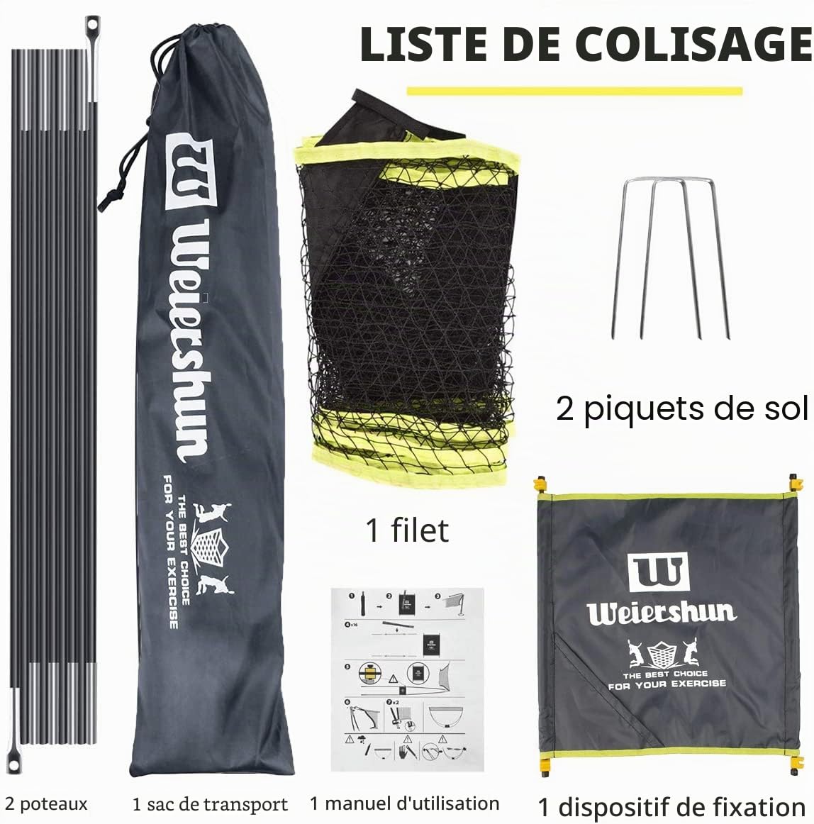 Filet de badminton portable pour jardin, pickleball, volleyball pour enfants sur la plage, installation facile avec sac de transport pour sports d'intérieur et d'extérieur, aucun outil ou piquets