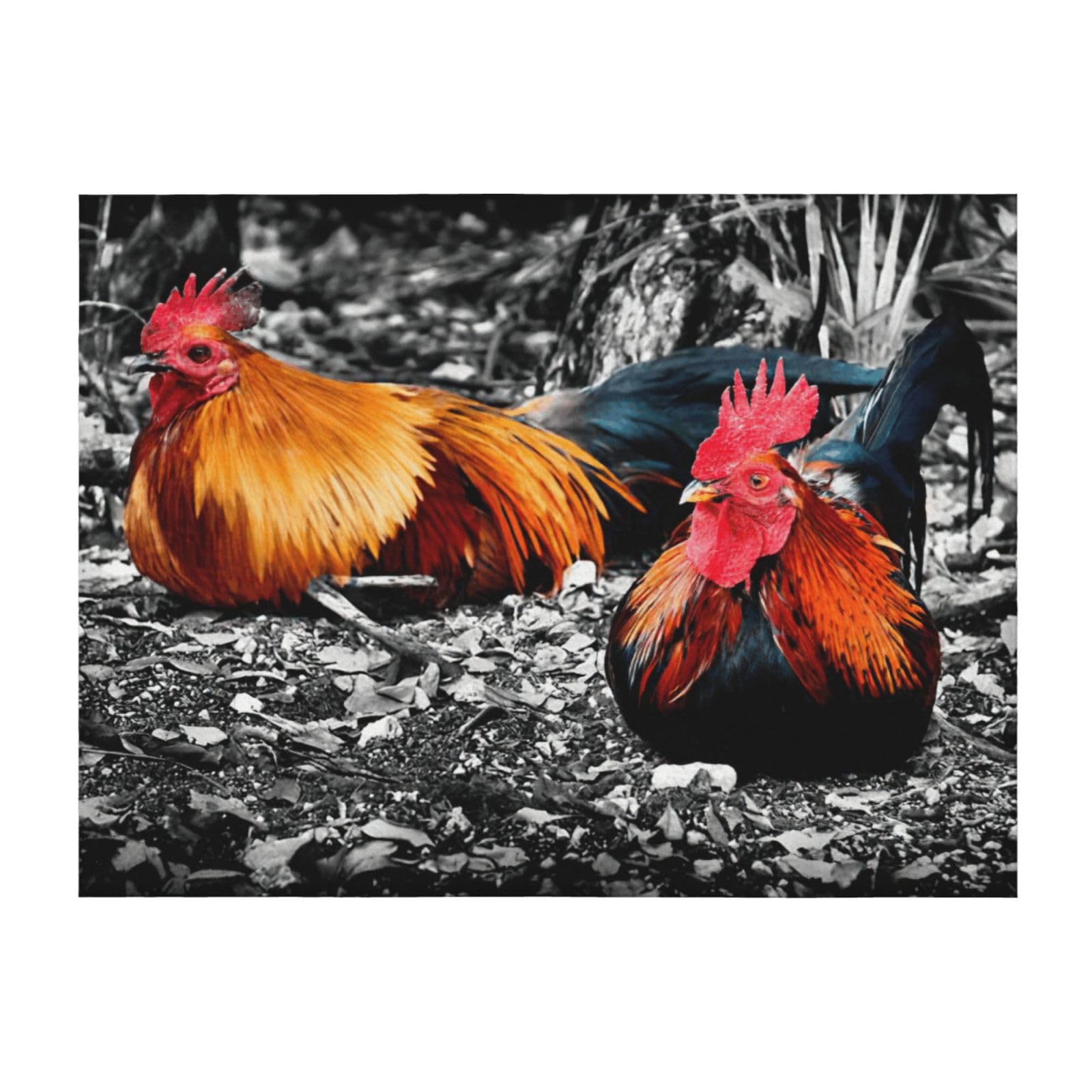 Couverture légère imprimé coq de poulet finition haut de gamme