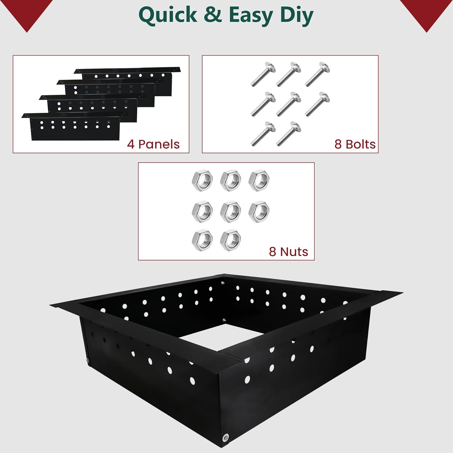 FEBTECH Smokeless Fire Pit Insert - 32" X 24" Carbon Steel Portable Fire Ring Liner - Quick DIY Fire Ring for Outdoor Fire Pits, Camping Bonfires, Backyard & Gatherings