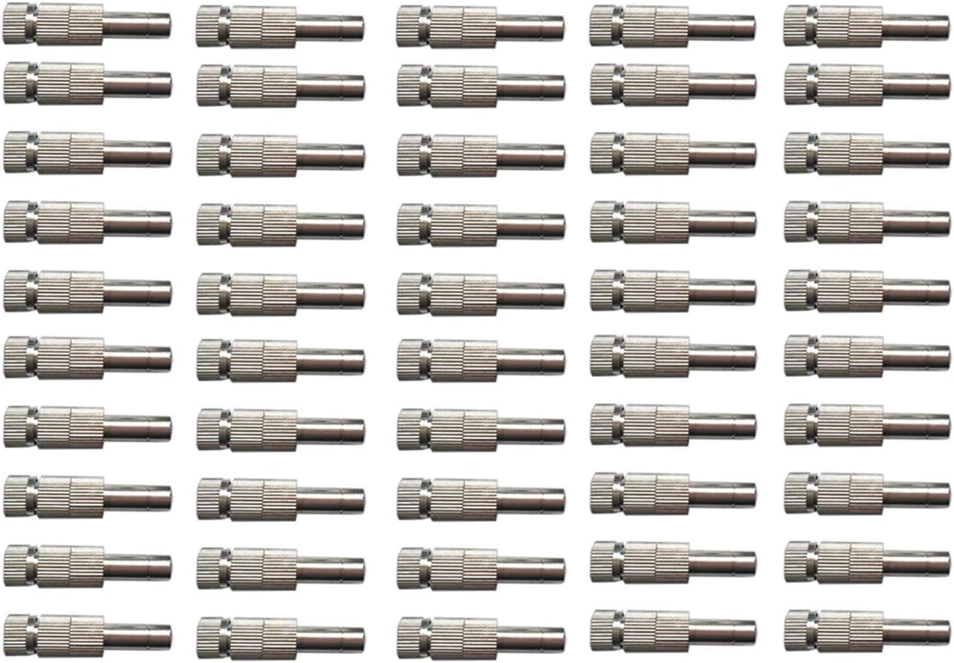 Brass Misting Nozzles for Outdoor Cooling System 50pcs Mister Nozzle Atomizing Misting Sprayer Fog Nozzles for Garden, Humidification, Landscaping, Dust Control, 0.004-0.02Inch (Size : 0.5mm)