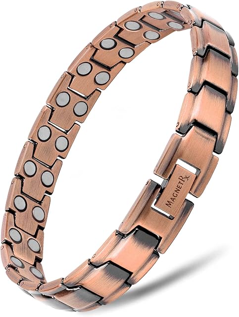MagnetRX® Pure Copper Magnetic Bracelet - Magnetic Copper Bracelets for Men - Adjustable Length with Sizing Tool (Leo Style)