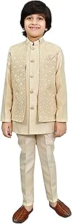 Kids Indian Ethnic Velvet Waistcoat Silk Kurta Pyjama Set Bollywood Style Wedding Ethnic for Boys