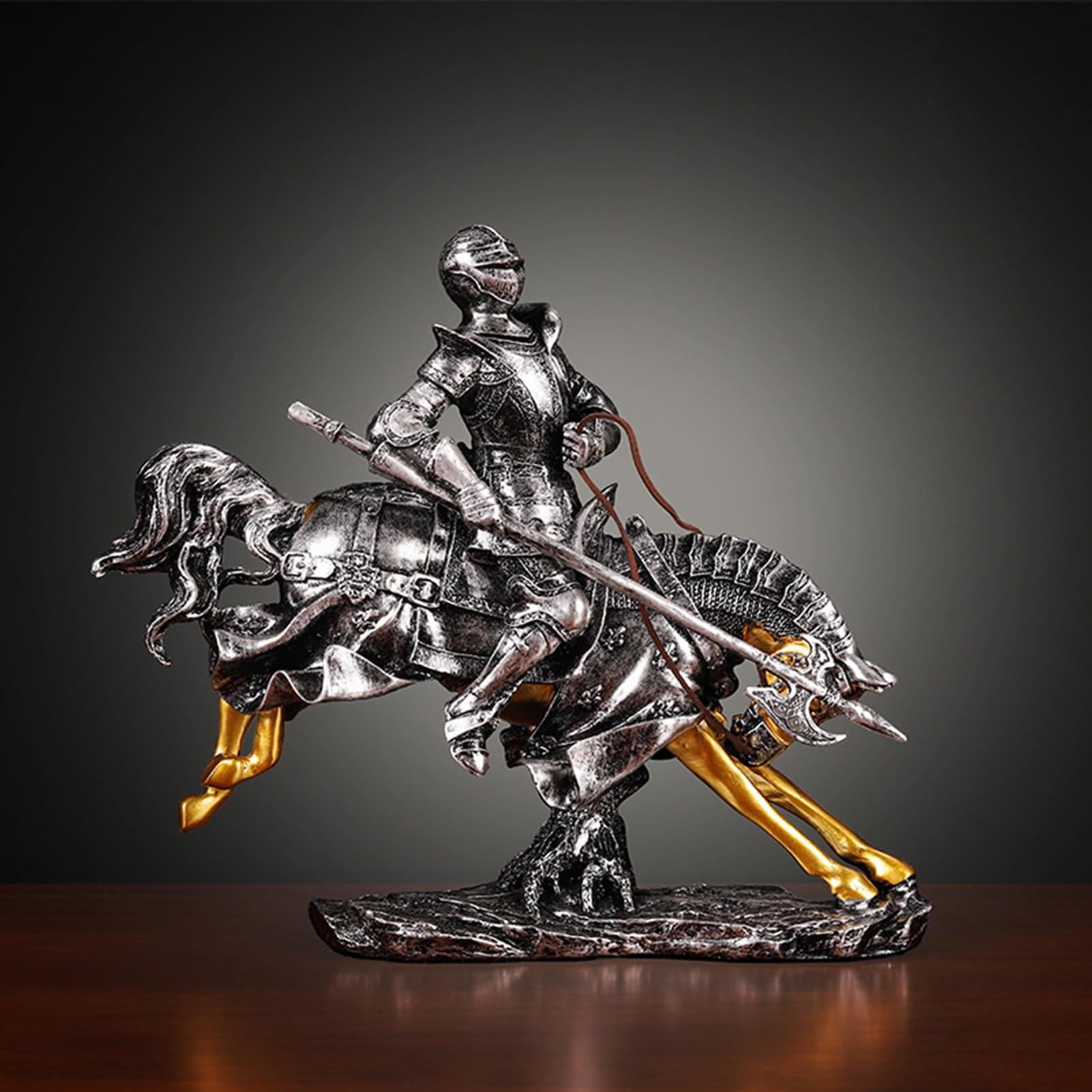 dekoracja biurka rodzinna rzeźba artystyczna - figurka na biurko, dekoracja do biura domowego, statuetka rycerza ornament zbroja, rzeźba na koniu kolekcjonerska figurka dekoracyjna dekoracja dekoracja