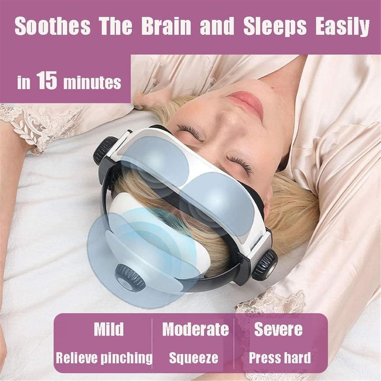 Elektrischer Kopf- und Kopfhautmassagehelm – 5-in-1-Luftdruck, Wärme, Vibration, Punktmassage und Musiktherapie for Tiefenstress, Migränelinderung und Entspannung
