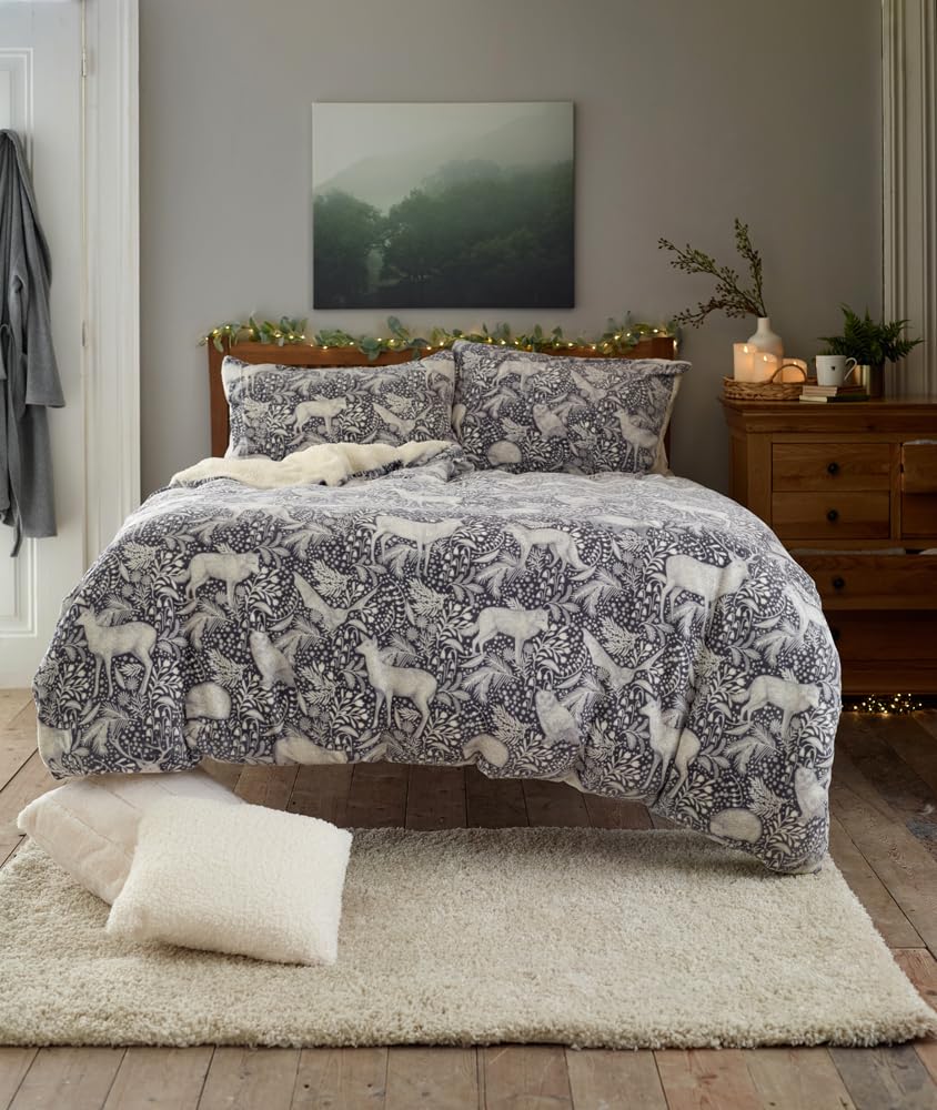 Deyongs Woodland Folk Grey Fleece King Size Duvet Set