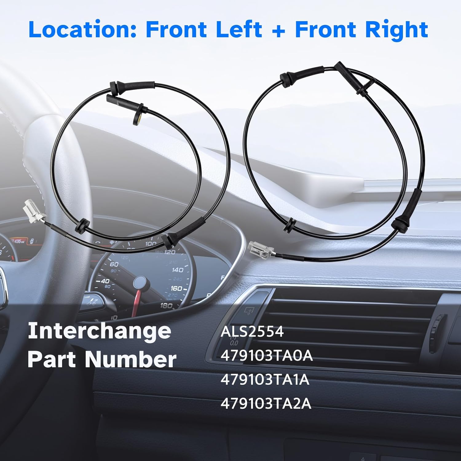 Front ABS Wheel Speed Sensor Left Right fit for Nissan Altima 2013 2014 2015 2016 2017 2018, Nissan Maxima 2016 2017 2018 2019 2020 2021 2022, Driver Passenger Side, ALS2554, 2pcs