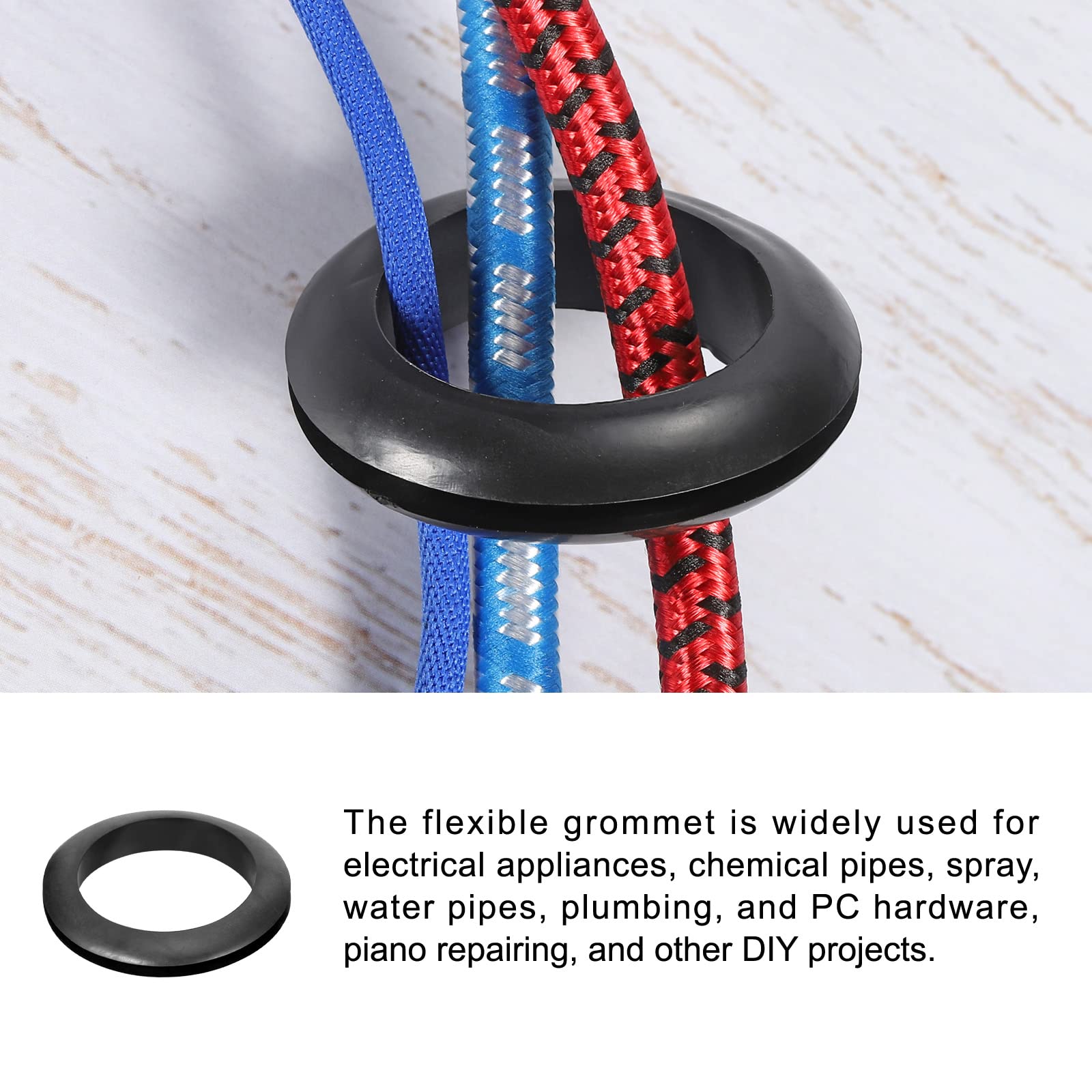 Rebower Rubber Grommets Flexible Wire Hole Plug - 52 mm Mount Dia/Black / 10 Pcs - Image 3