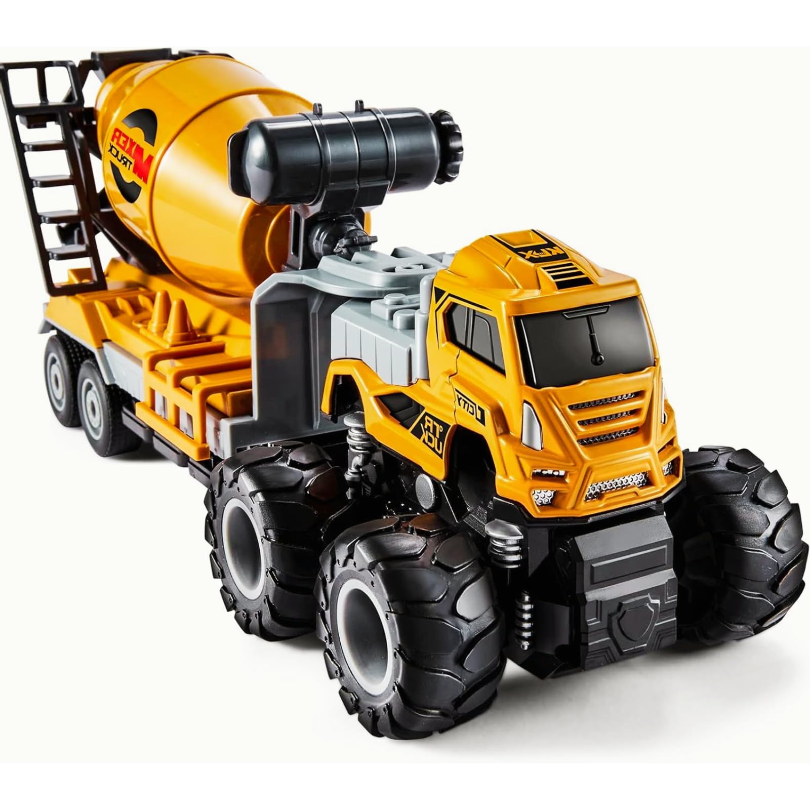 Zqiue 1:43 Diecast Cement Mixer Truck Toy, 4WD Friction Vehicle