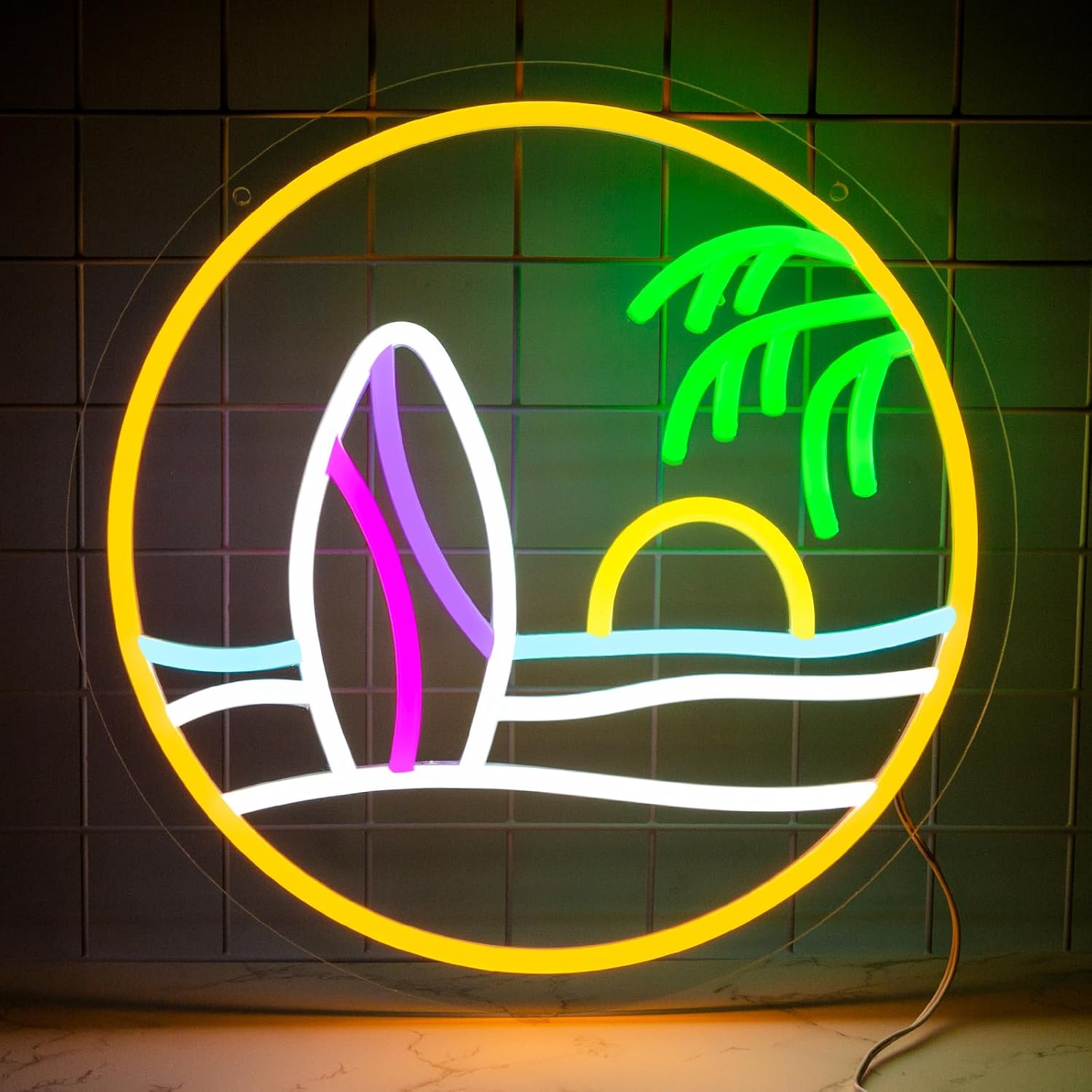 AUGELRE Surfbord Neon Sign, Surf Neon Signs for Wall Decor